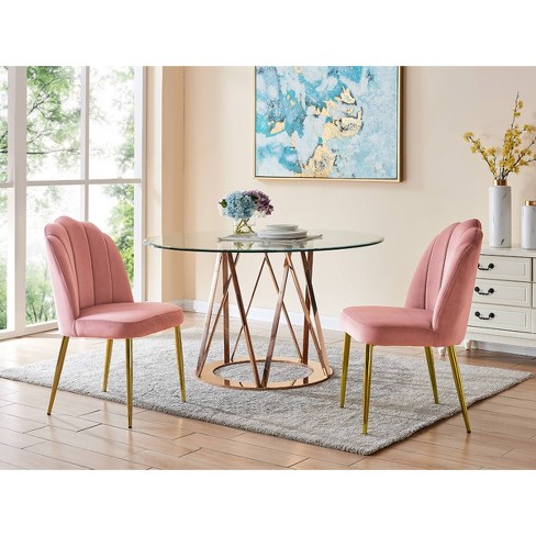 Set Of 2 Cherisa Dining Chair Blush, Blush Dining Chairs And Table