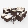 LayinSun Outdoor Patio Furniture Set, Brown Rattan Wicker Sectional Swivel Rocker Chairs Sets - 2 of 4