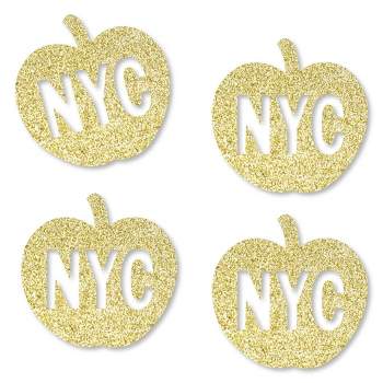 Big Dot of Happiness Gold Glitter NYC Apple - No-Mess Real Gold Glitter Cut-Outs - New York City Party Confetti - Set of 24