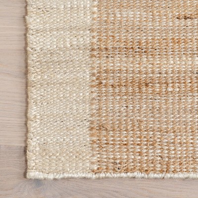 Handmade Natural Jute Rectangular 4' x 6' Striped Area Rug