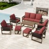 EAGLE PEAK Natural Cedar Wood Conversation Set, Outdoor Patio Furniture with 2 Ottomans and Coffee Table - 2 of 4