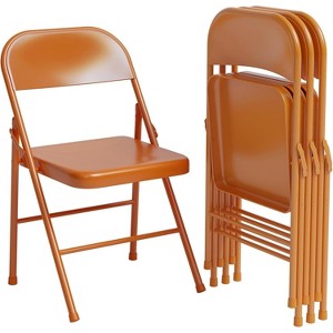 Folding Chairs Set of 4 - Metal Chairs, Hold Up to 350 Pounds, Foldable for Outside & Indoor Use - 1 of 4