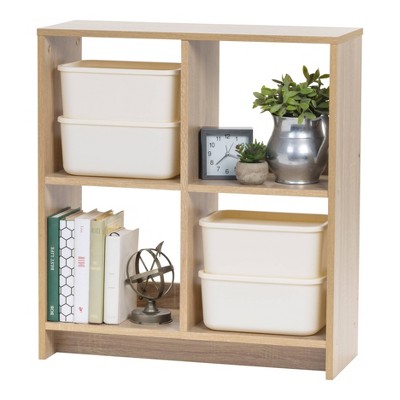 Adjustable 4-Cube Light Brown Organizer Shelf for Versatile Storage