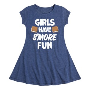 Girls' - Instant Message - Girls Have Smore Fun Fit & Flair Cap Sleeve Graphic Dress - 1 of 4
