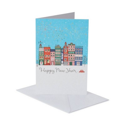 6ct "Happy New Year" Cityscape Card With Foil