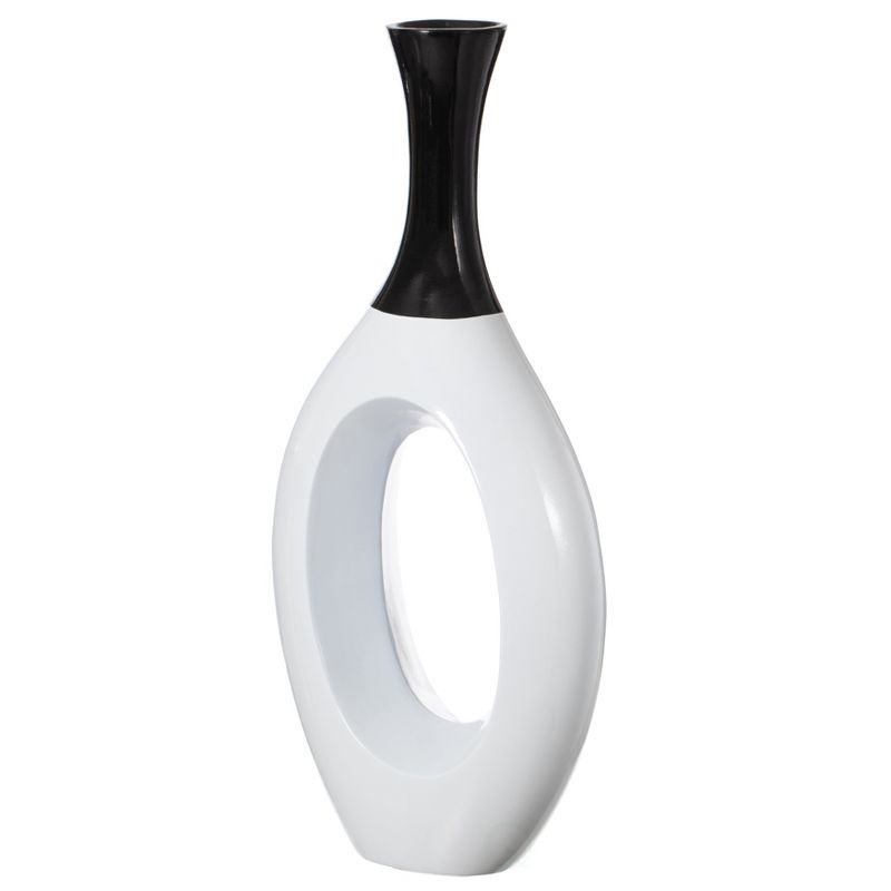 Uniquewise Contemporary Decorative White Floor Flower Vase with Black Neck, for Living Room, Entryway or Dining Room, 36 Inch, 4 of 6