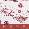 Christmas Duvet Cover Set, Boho Red Reindeer Print, Soft Brushed Microfiber, 3-Piece with 2 Pillow Shams, Button Closure, 8 Corner Ties - 3 of 4