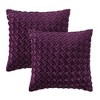 Chanasya Pleated Textured Velvet Throw Pillow Cover - 2-Piece Set - 2 of 4