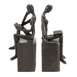 Danya B Man and Woman Reading on a Block Cast Iron Bookend Set - 1 of 4