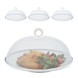 Juvale 4 Pack Round Metal Mesh Food Cover Tents for Outdoor Serving, White, 11 in - 1 of 4