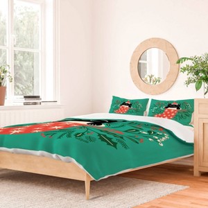 Deny Designs King Carriecantwell Festive Feline Duvet Cover and Pillow Sham - 1 of 4