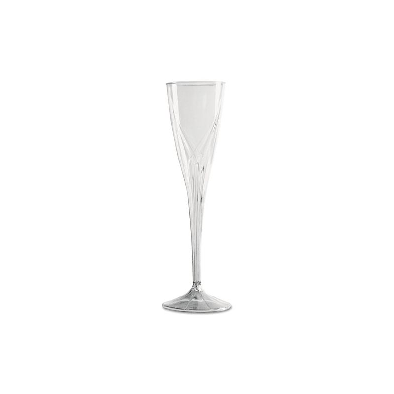WNA Classicware One-Piece Champagne Flutes, 5 oz, Clear, Plastic, 10/Pack, 10 Packs/Carton, 1 of 2
