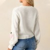 Women's Round Neck Long Sleeve Knit Sweater with Strawberry Embroidery Pullover Top,XL,Apricot - 3 of 3