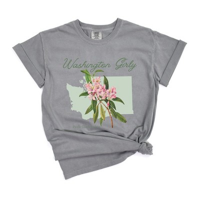 Simply Sage Market Women's Washington Girly Flower Short Sleeve Garment Dyed Tee