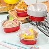 50Pcs Heart Shaped Cake Pans with Lids, 100ml 3.4oz Disposable Ramekins Muffin Cupcake Aluminum Foil Baking Cups for Valentine Wedding Birthday - 4 of 4