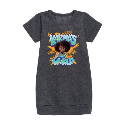 - Karma's World - Graffiti Art Graphic Short Sleeve Fleece Dress