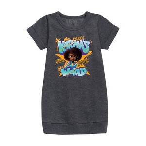 - Karma's World - Graffiti Art Graphic Short Sleeve Fleece Dress - 1 of 2