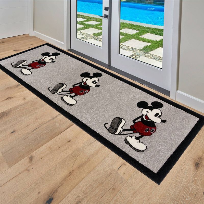 Disney Mickey Mouse Classic Pose with Border Indoor Kids' Area Rug Gray/Ivory/Red, 4 of 5