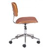 Office Chair 30.1–34.8"H Brown – Faux Leather Upholstery with Chrome Steel Frame, Modern Adjustable Swivel Seating by Zuo Modern - 3 of 4