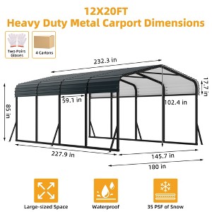 10 x 15 FT Metal Carport with Galvanized Steel Roof, Heavy Duty Metal Roof Carport with Enhanced Base, Tall Kits Garage for Tractors, Trucks, Boats - 1 of 4