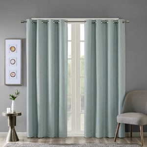 Stylish Polyester Printed Heathered Window Panel,Textured Blackout Curtain fits Modern Room Decor for All Season, Dusty Seafoam, 100x84" Blackout - 1 of 4