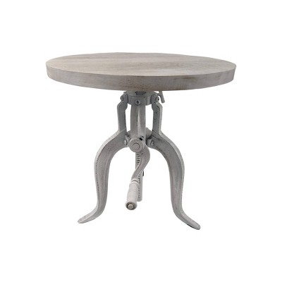 Regan Adjustable Whitewash Mango Wood and Cast Iron Accent Table