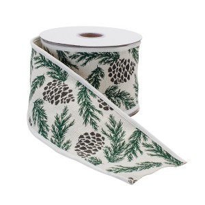 Pine and Pinecone Cotton Wired Ribbon 4" x 5yds - 1 of 3