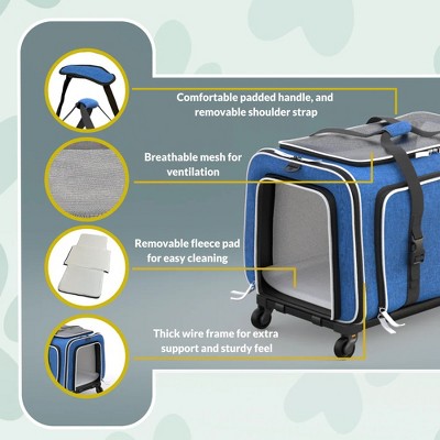 Small Blue and White Rolling Airline Approved Pet Carrier