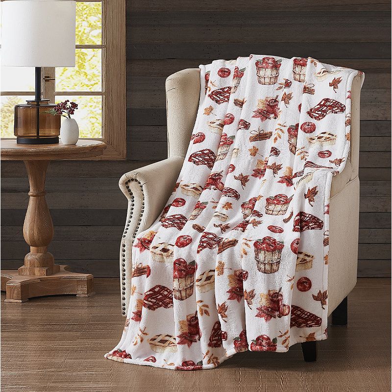 Kate Aurora Country Farmhouse Oversized Autumn Apples, Cider & Pies Accent Fleece Throw Blanket - 50 in. x 70 in., 1 of 2