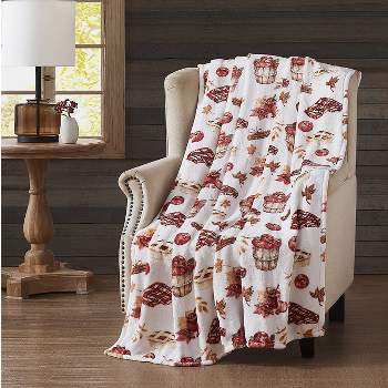 Kate Aurora Country Farmhouse Oversized Autumn Apples, Cider & Pies Accent Fleece Throw Blanket - 50 in. x 70 in.
