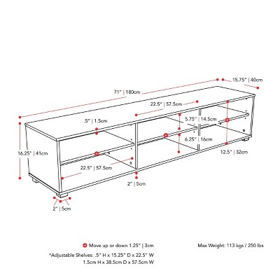 Brown Wood Grain TV Stand with Cabinet for 85" TVs