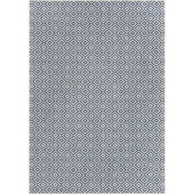 Blue Geometric Flat Woven Outdoor Area Rug 8' x 10'