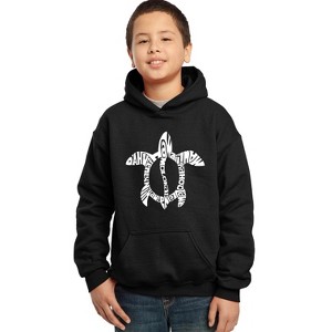 LA Pop Art Boy's Word Art Hooded Sweatshirt - Honu Turtle - Hawaiian Islands - 1 of 4