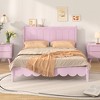 Full/Queen Size Wood Platform Bed Frame, Retro Style Bed with Rectangular Headboard,No Need Box Spring - 2 of 4