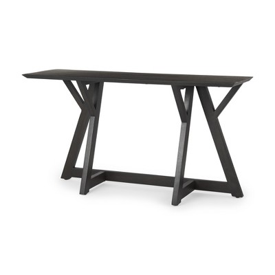 HomeRoots 54" Brown Solid Wood Trestle Console Table