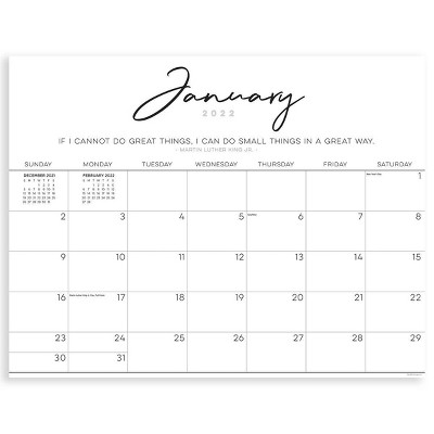 2022 Desk Pad Calendar Blotter Monthly Black & White Script - The Time Factory