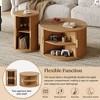 Sapphtopaz 2PCS Retro Coffee Table Set with Sliding Tambour Door & Golden Handle Round Side Table with 2-Tier Shelf Coffee Bar for Living Room - 4 of 4