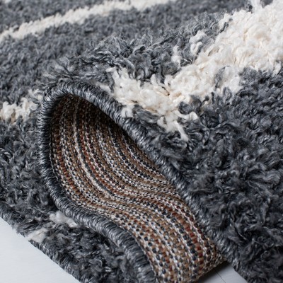 Venus Boho-Chic Dark Grey Plush Shag Square Rug - 5'3"