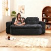 2 Seater Modern Floor Sofa with 2 Pillows, Convertible Foam-Filled Sleeper Bed, Folding Linen Couch Mattress for Living Room or Playroom-Koiai - 2 of 4