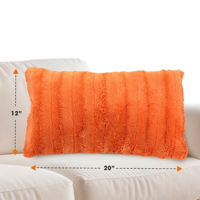 Rust Faux Fur Decorative Throw Pillow Cover 12" x 20"