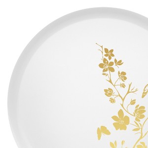 Smarty Had A Party 6.25" White w/ Gold Floral Round Plastic Pastry Plates - 120 pcs - 1 of 4