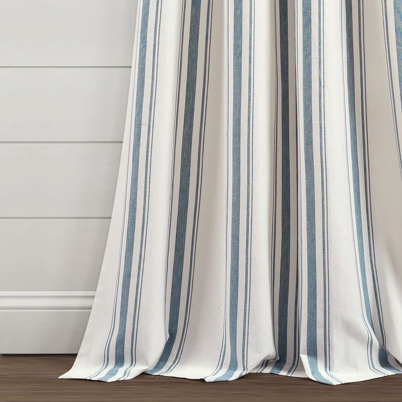 Farmhouse Stripe Yarn Dyed Eco-Friendly Recycled Cotton Window Curtain Panels Blue 42X95 Set, 4 of 6