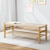 Hooseng Indoor Entryway Bench, Bohemian Style Woven Rope Long Bench with Solid Rubber Wood Legs, French Vanity Bed End Bench for Living Room, Bedroom - 4 of 4