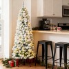 TopComfy Christmas Tree Stands Artificial Pre Lit Flocked Pencil Christmas Tree Cozy Snowy Decor for Living Room, White, 34.67"*11.82"*12.61" - 2 of 4