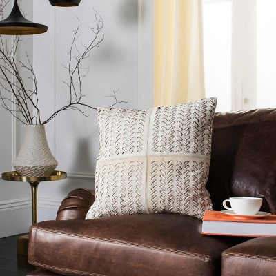 Dash Geometric Cowhide 18" x 18" Throw Pillow