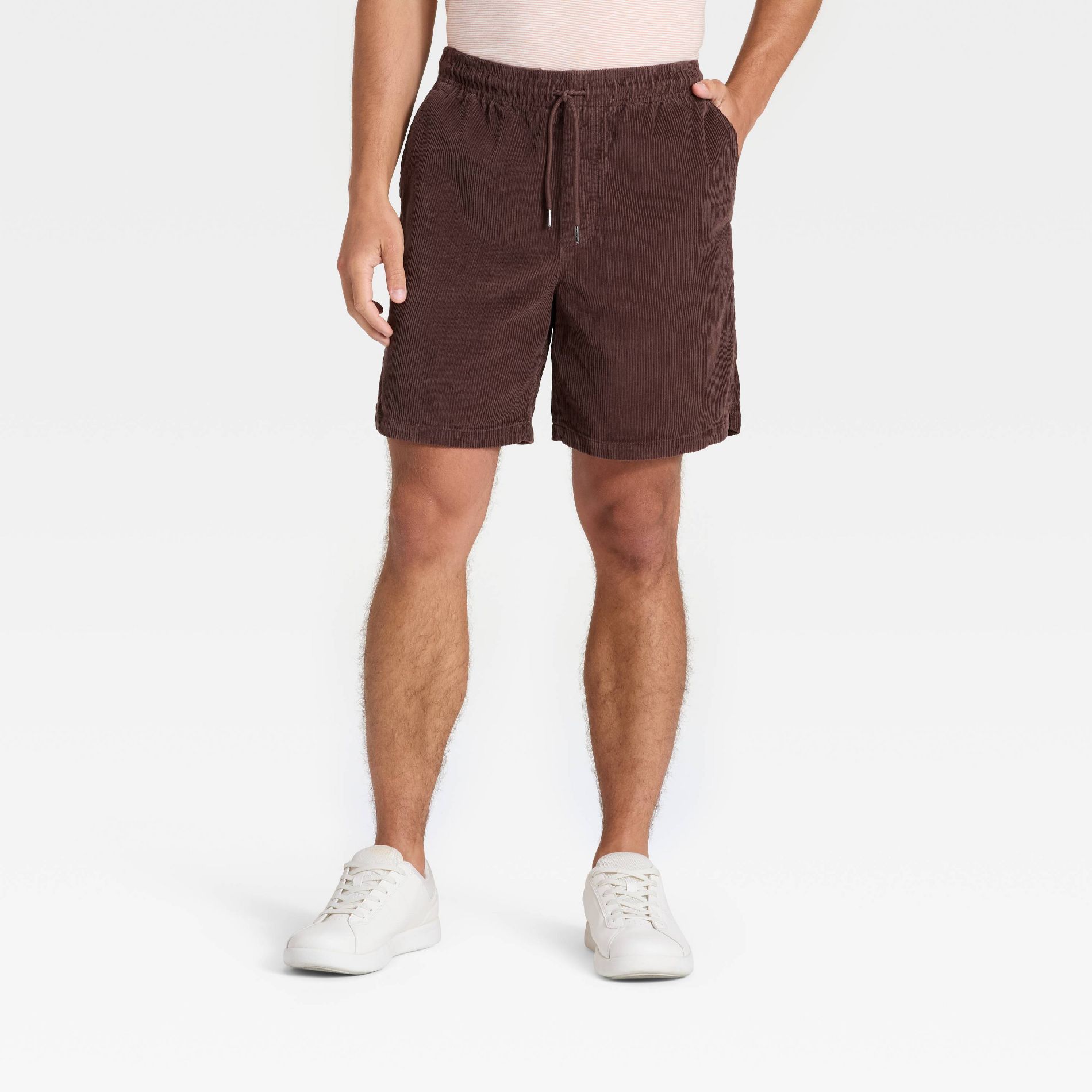 Men's Vintage 7" Elevated Washed Pull-On Shorts - Goodfellow & Co™ Brown M: Twill Fabric