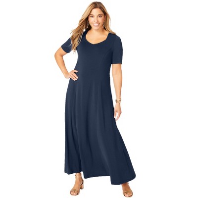 Jessica London Women's Plus Size Stretch Knit Sweetheart Maxi Dress
