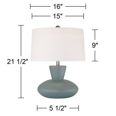 Small Gray Ceramic Table Lamp with White Fabric Shade