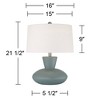 360 Lighting Emil 21 1/2" High Small Mid Century Modern Accent Table Lamp Light Gray Ceramic Single White Shade Living Room Bedroom Bedside Nightstand - 4 of 4
