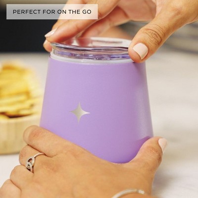 12 oz Grey Triple Insulated Stainless Steel Wine Tumbler with Lid